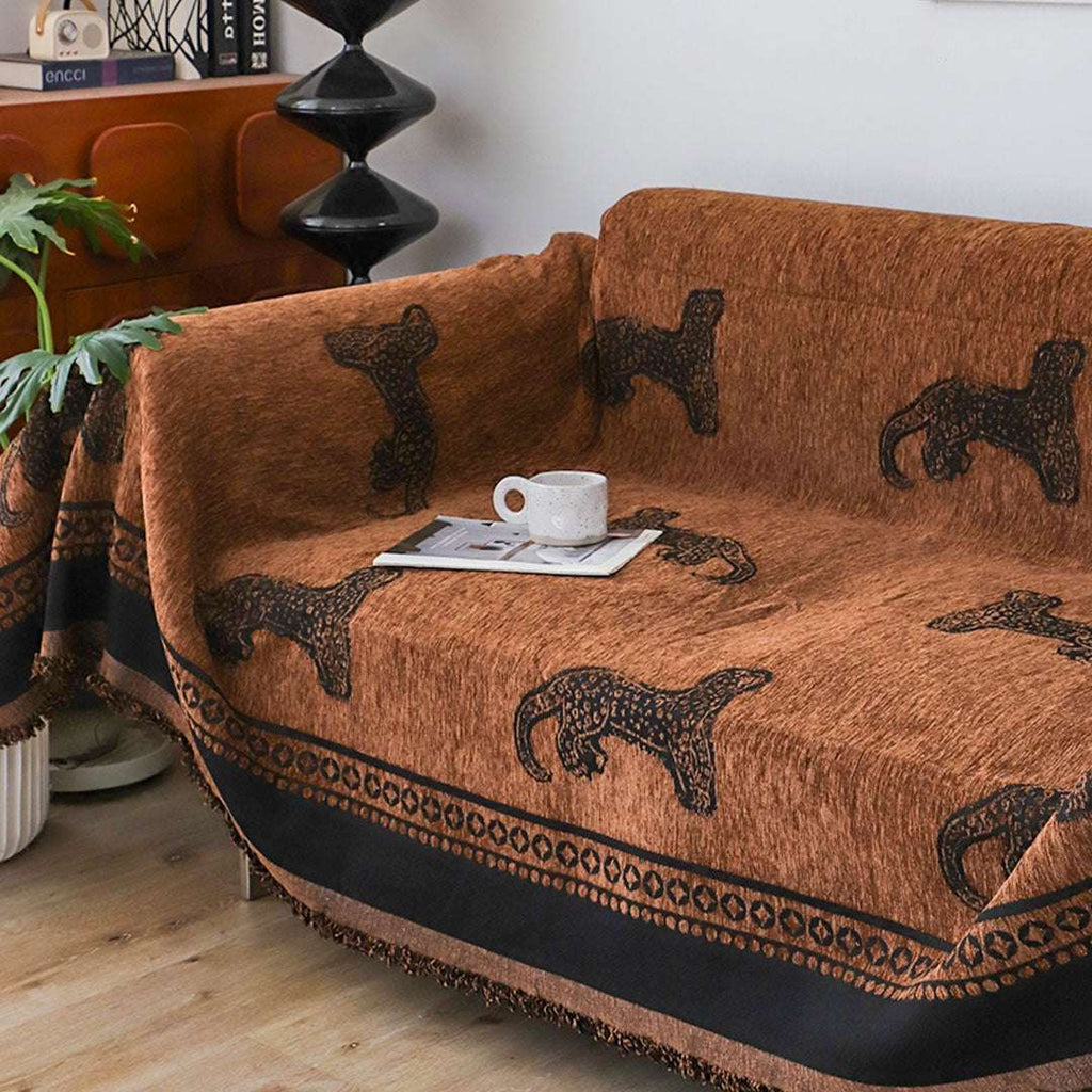 SOGA Two-seater Brown Sofa Cover Leopard Print 180x260cm Polyester $ 125