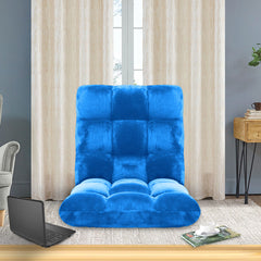 SOGA Floor Recliner Folding Lounge Sofa Futon Couch Folding Chair Cushion Blue x4