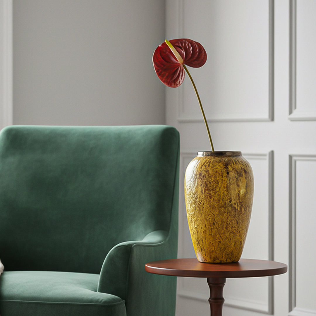 SOGA 30x19cm Yellow Medium Ceramic Flower Vase Elegant Living Room Home Decor