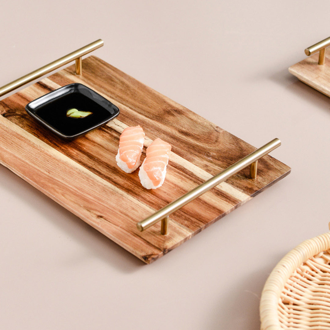 SOGA 2X 30cm Brown Rectangle Wooden Acacia Food Serving Tray Charcuterie Board Centerpiece  Home Decor