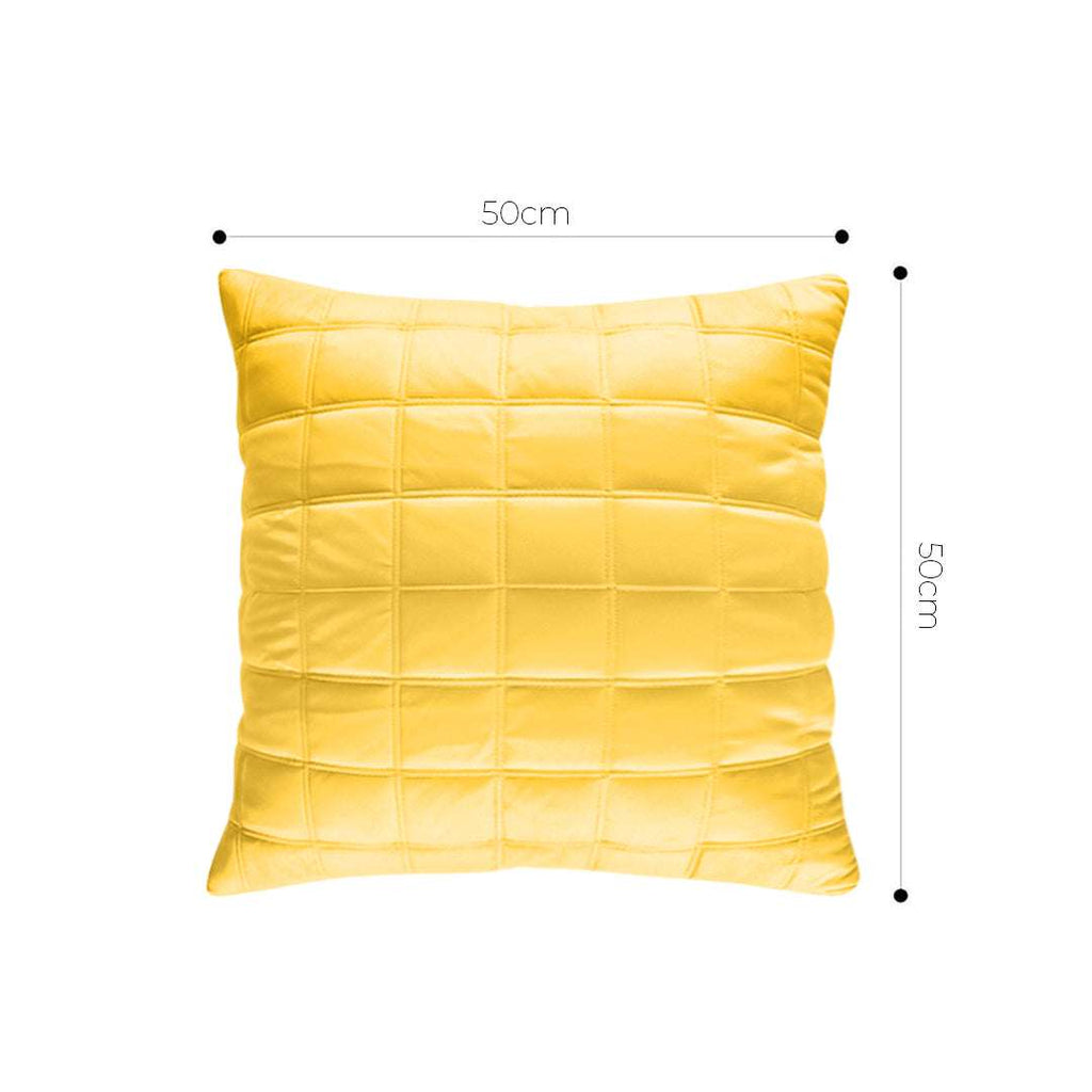 SOGA 2X 50cm Yellow Quilted Grid Pattern Decorative Throw Pillow $ 119