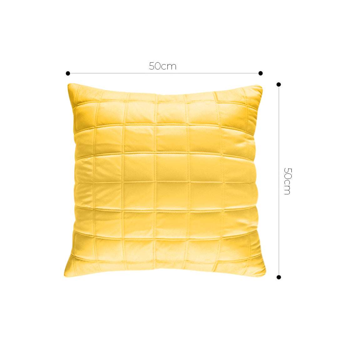 SOGA 2X 50cm Yellow Quilted Grid Pattern Decorative Throw Pillow $ 119