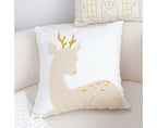 SOGA 45cm Whimsical Beige Reindeer Applique Gold Accent Throw Pillow