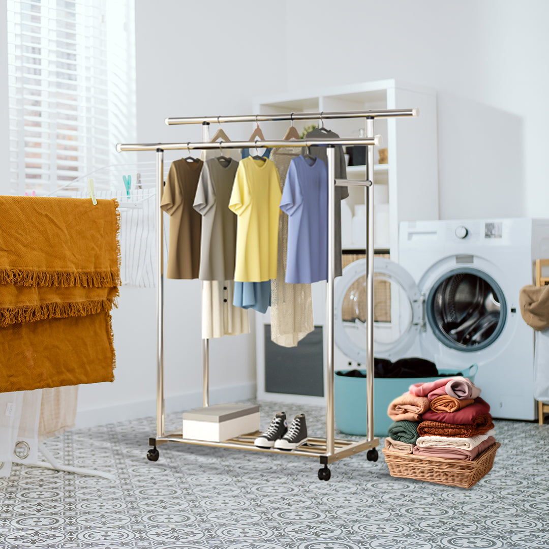 OGA 2X 120cm Stainless Steel Floor-Standing Clothes Rack - Durable and Space-Saving Laundry Organizer