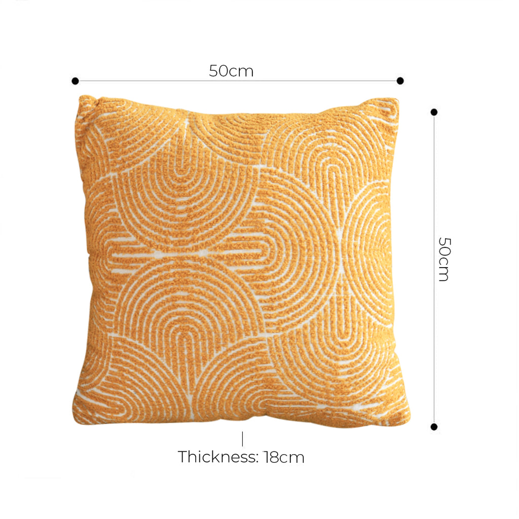 SOGA 2X 50cm Mustard Yellow Throw Pillow Geometric Indoor and Outdoor Corded for Home Decor