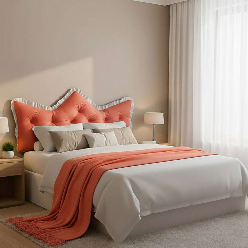 SOGA Home & Living Bundle – Pink Tufted Crown Pillow & Orange Acrylic Knitted Throw Blanket $ 0