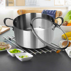 SOGA Dual Burners Cooktop Stove 21L Stainless Steel Stockpot 30cm and 30cm Induction Casserole