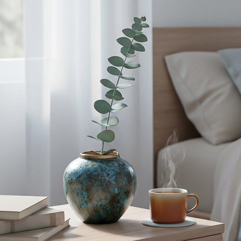 SOGA 21x22cm Light Blue Small Ceramic Flower Vase Elegant Living Room Home Decor