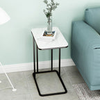 SOGA 2X 30x50x58cm White Ceramic Sofa Side Square Mini Table w/ Black Metal Legs