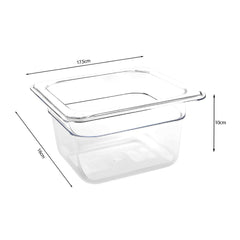 SOGA 100mm Clear Gastronorm GN Pan 1/6 Food Tray Storage