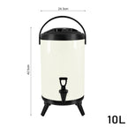 SOGA 10L Stainless Steel Insulated Milk Tea Barrel Hot and Cold Beverage Dispenser Container with Faucet White