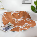 SOGA One-Seater Orange Horse Print 90x90cm Throw Blanket Sofa Cover