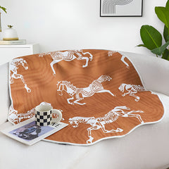 SOGA One-Seater Orange Horse Print 90x90cm Throw Blanket Sofa Cover