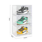 SOGA  2X 3 Tier Transparent Portable Shoe Organiser Sneaker Footwear Folding Plastic Bin Stackable Storage Box with Magnetic Door