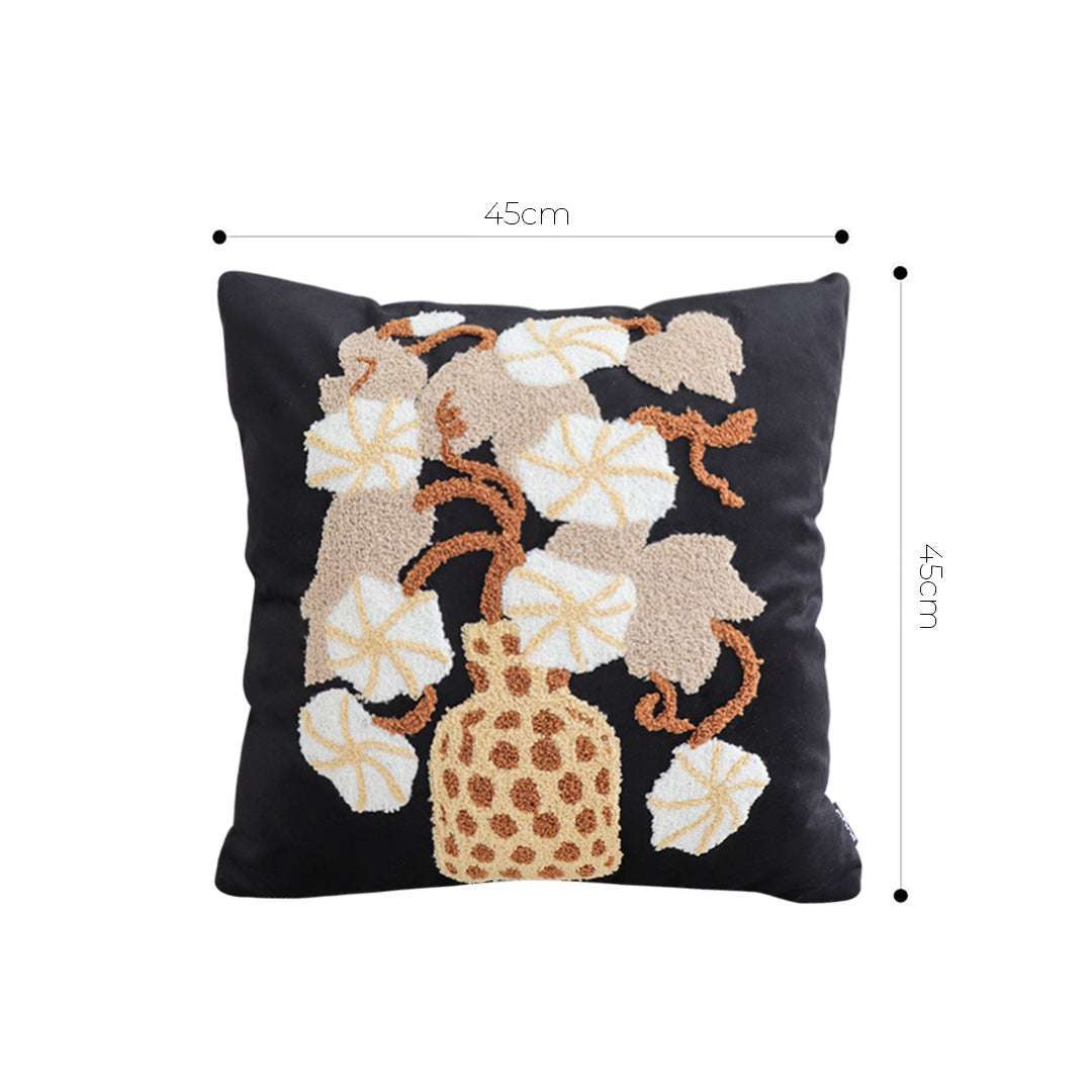 SOGA 2X 45cm Black Gold Wicker Basket Floral Embroidered Throw Pillow $ 118