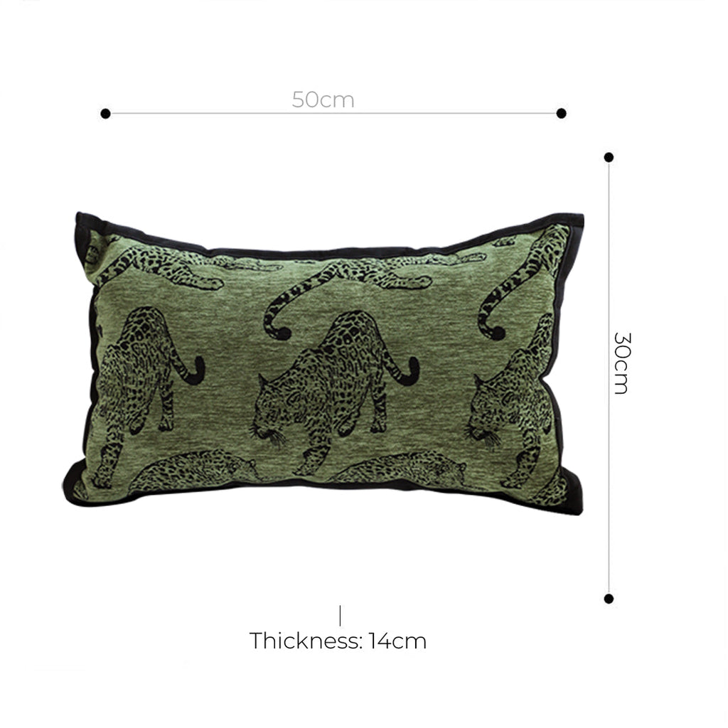 SOGA 2X 30cm Throw Pillow Green Leopard Lumbar Decorative Cushion for Living Room Home Decor