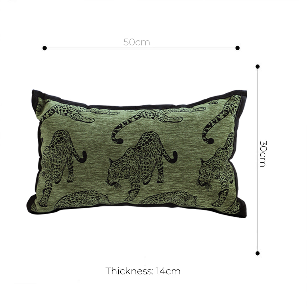 SOGA 2X 30cm Throw Pillow Green Leopard Lumbar Decorative Cushion for Living Room Home Decor