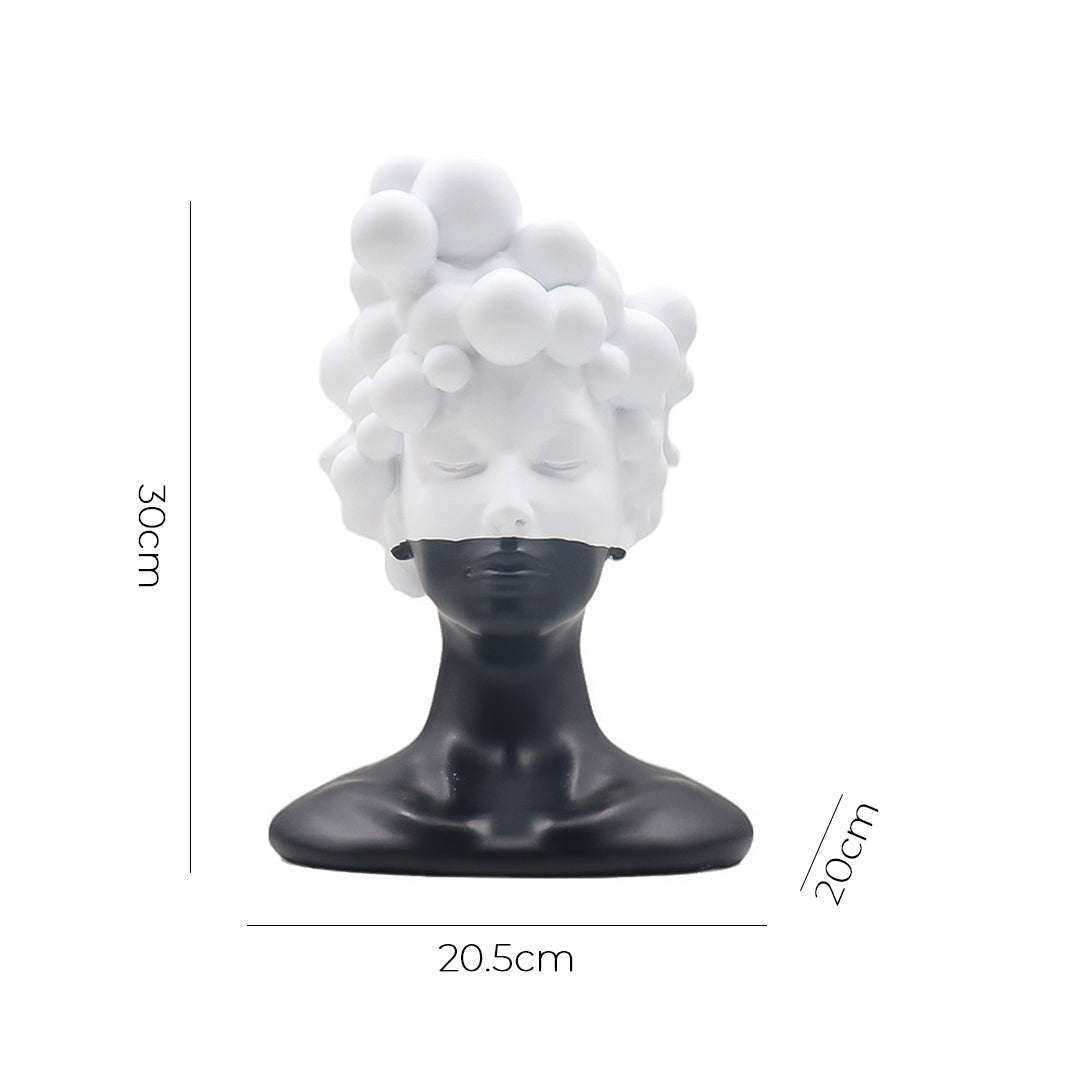 SOGA 49cm Bubble Head Resin Bust – Artistic Black White Accent $ 177