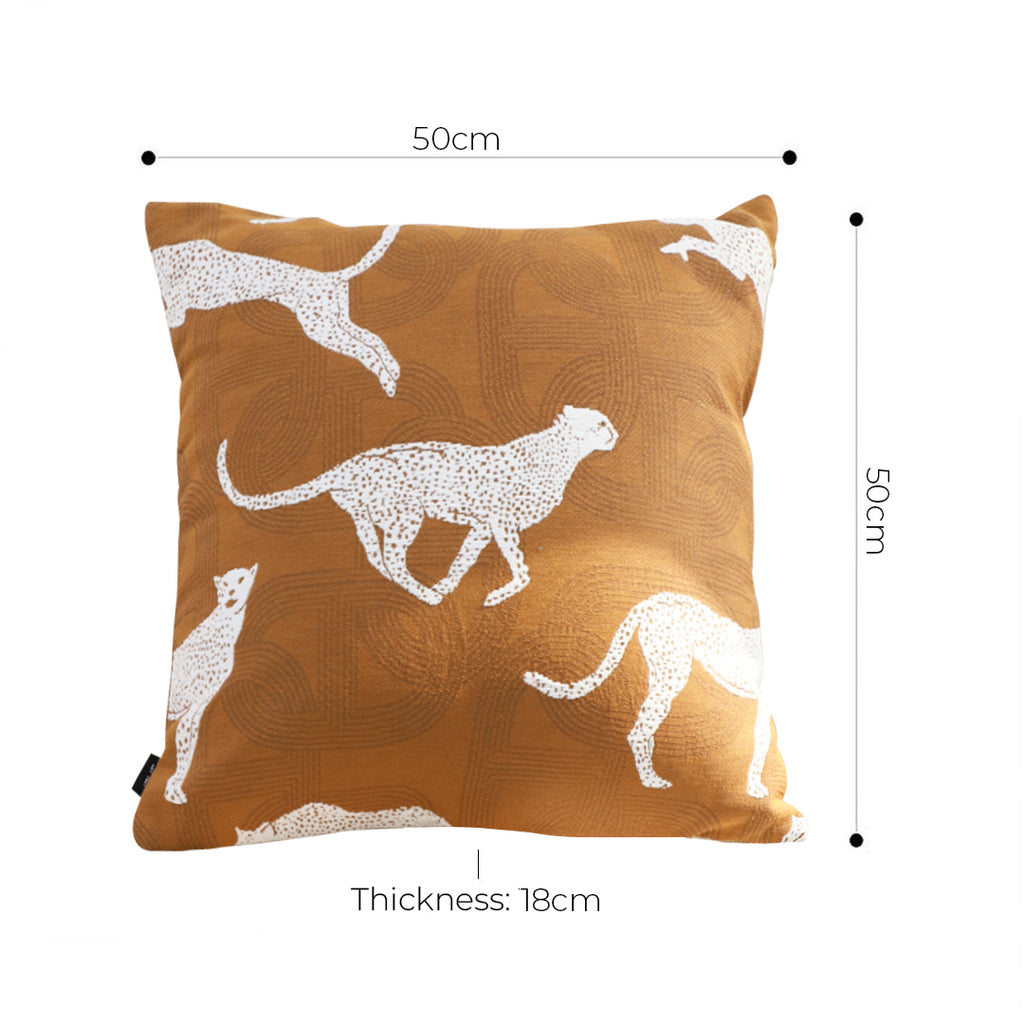 SOGA 2X 50cm Throw Pillow Brown and White Cheetah Animal Print for Home Décor