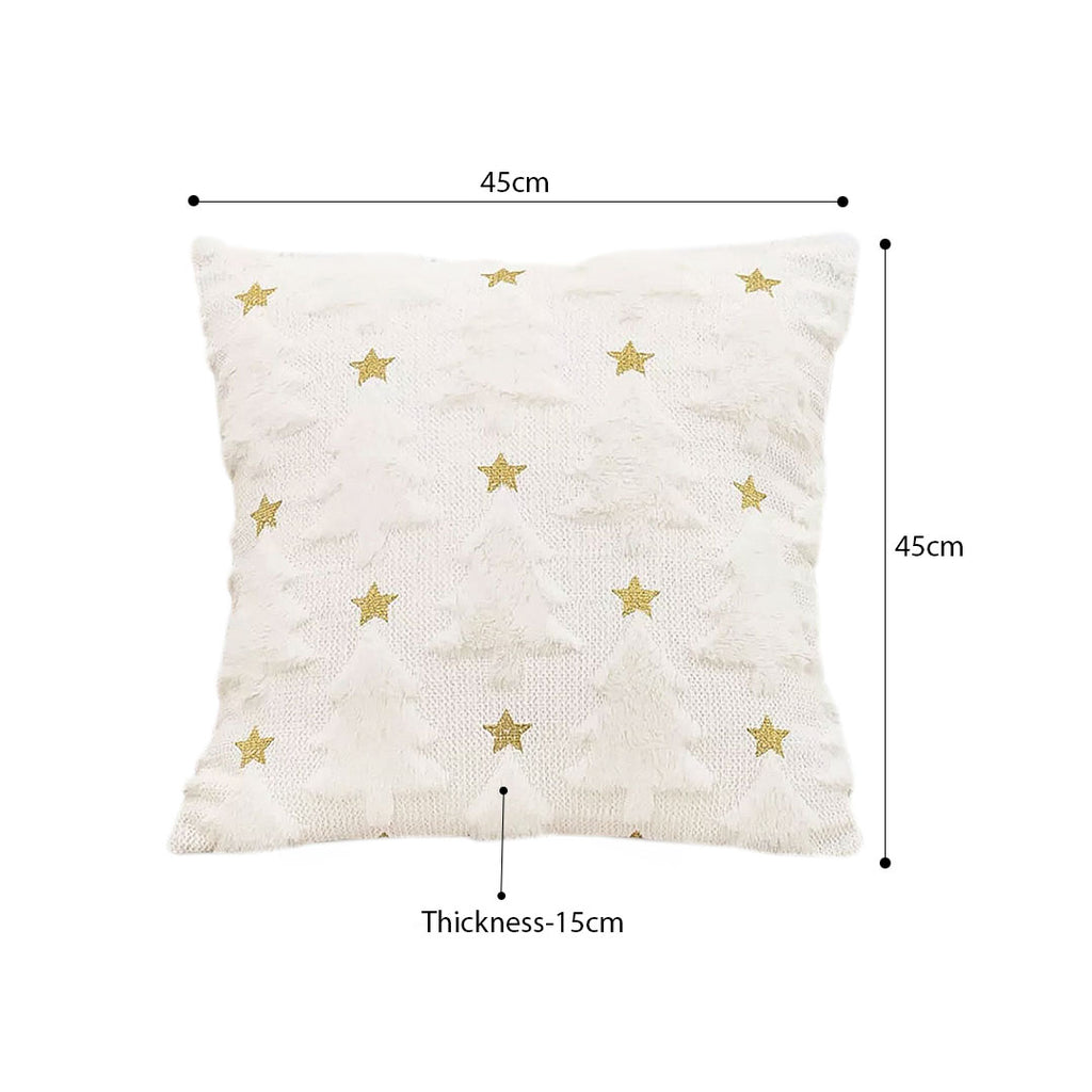 SOGA 2X 45cm Celestial Cream Textured Gold Star Pattern Throw Pillow