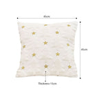SOGA 2X 45cm Celestial Cream Textured Gold Star Pattern Throw Pillow