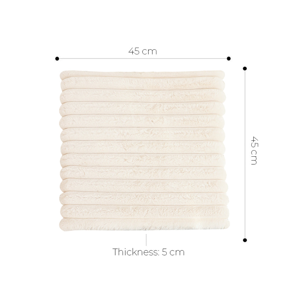 SOGA Cream Corduroy Cushion – Soft Plush Backrest for Home & Office