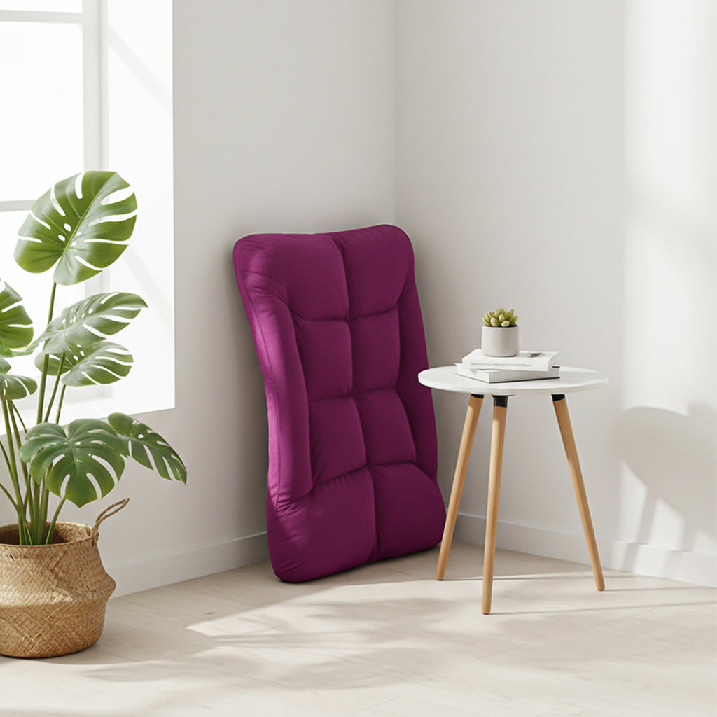 SOGA Foldable Lounge Cushion Adjustable Floor Lazy Recliner Chair with Armrest Magenta