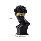SOGA 56cm Black Resin Bust – Gold Masked Sculpture for Modern Decor