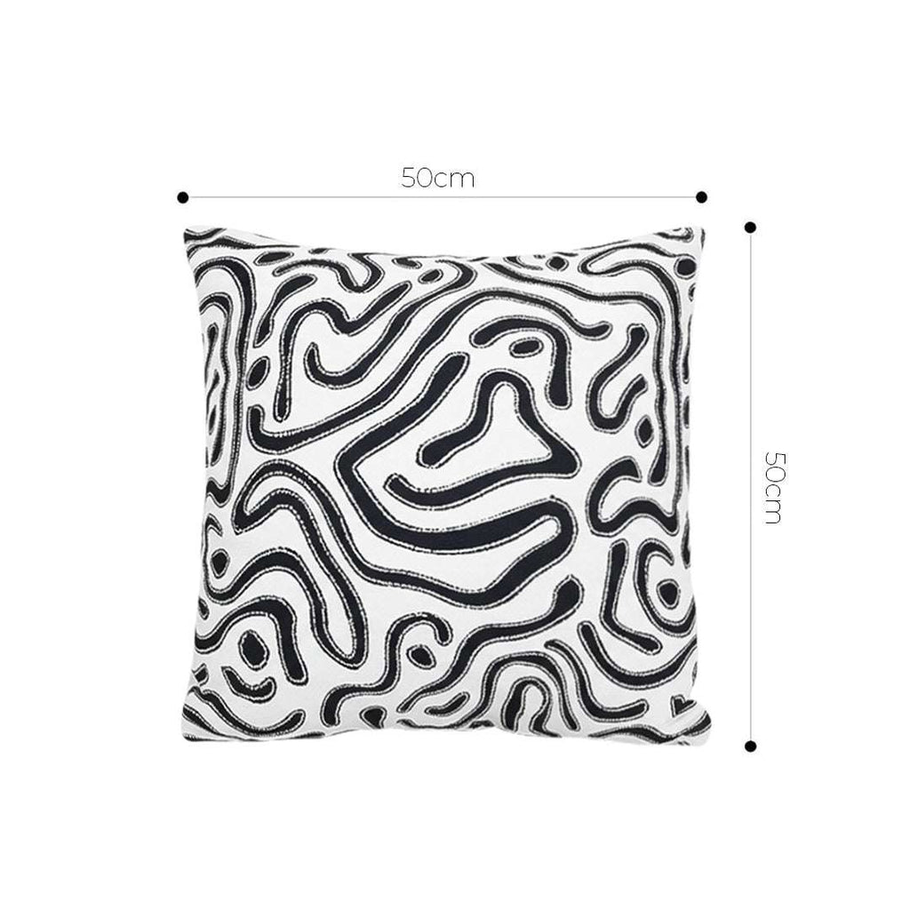 SOGA 2X 50cm Black White Abstract Swirl Pattern Decorative Throw Pillow $ 140