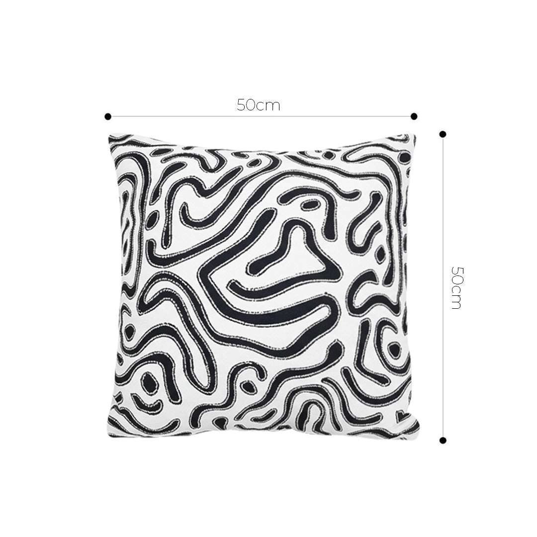 SOGA 2X 50cm Black White Abstract Swirl Pattern Decorative Throw Pillow $ 140