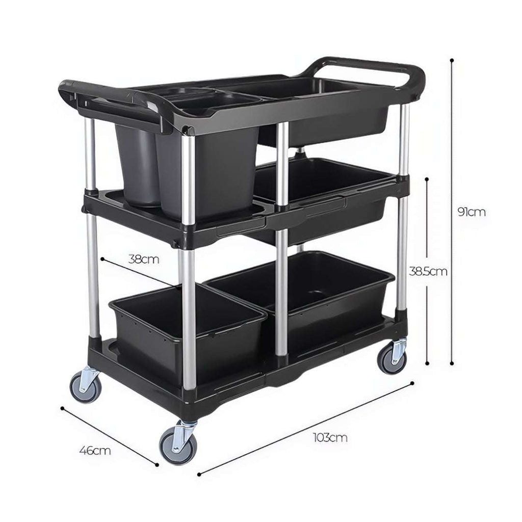 SOGA 2X Black 3-Tier Kitchen Utility Trolley Cart with 5 Buckets $ 560
