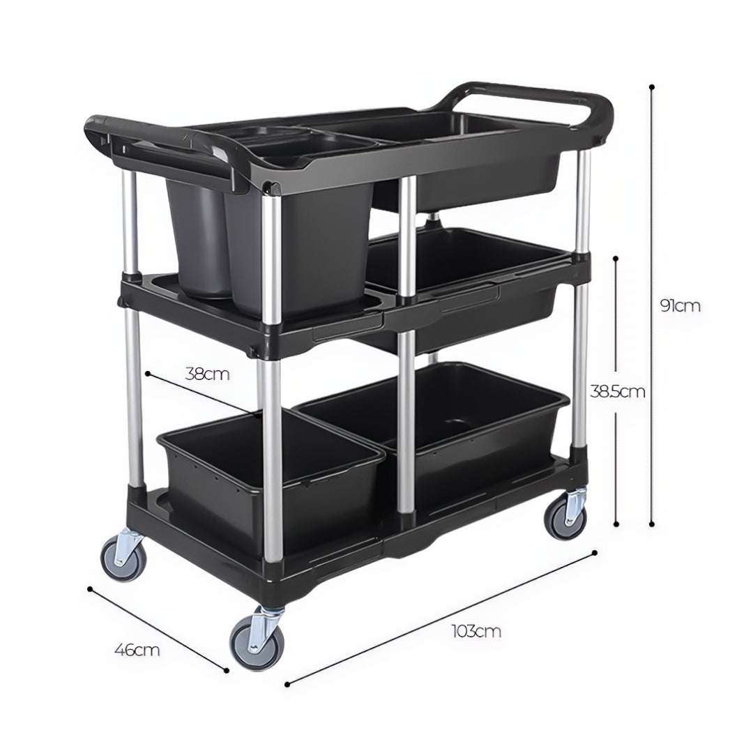 SOGA 2X Black 3-Tier Kitchen Utility Trolley Cart with 5 Buckets $ 560