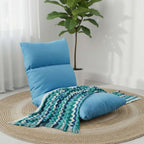SOGA Home & Living Bundle – Blue Zigzag Knitted Throw Blanket & Blue Adjustable Floor Recliner $ 0