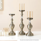 SOGA 49.5cm Glass Candlestick Candle Holder Stand Pillar Glass/Iron Metal