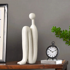SOGA 10x28cm Ornament Modern Stickman Art Sculpture Minimalist Resin Statue Round Head for Home Decor and Bookend