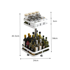 SOGA 2 Tier Steel White Square Rotating Multi-Function Kitchen Portable Storage Spice Seasoning Kitchen Countertop Organiser Shelf