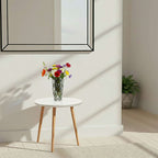 SOGA Home & Living Bundle – White Side Coffee Table & Clear Glass Vase for Modern Home Decor $ 123