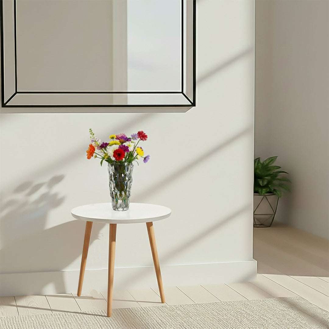 SOGA Home & Living Bundle – White Side Coffee Table & Clear Glass Vase for Modern Home Decor $ 123