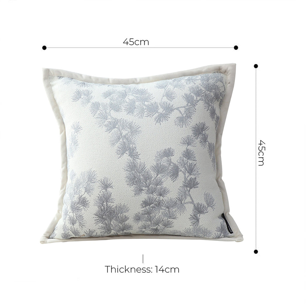 SOGA 2X 45cm Throw Pillow Cream White Wide Border with Branch and Pine Needle Design Pattern Home Decor