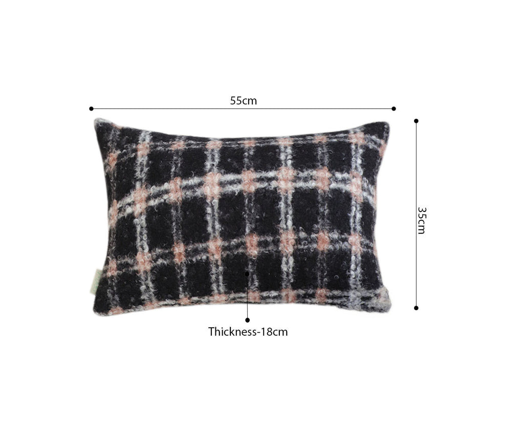SOGA 35cm Modern Plaid Pattern Blush Pink Gray Decorative Throw Pillow