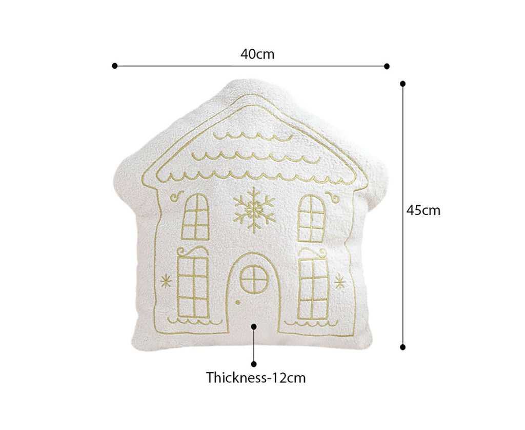 SOGA 40x45cm Festive White Christmas House Shaped Holiday Throw Pillow