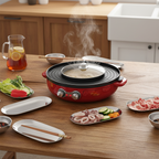SOGA Kitchenware Bundle – 2-in-1 Electric Hot Pot BBQ Grill & Silver Plate Set with Grilling Plate $ 275
