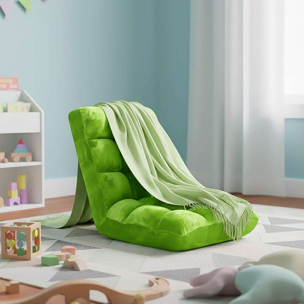 SOGA Home & Living Bundle – Green Acrylic Knitted Throw Blanket & Green Floor Recliner Sofa $ 0