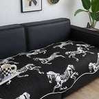 SOGA Two-Seater Black Horse Print 90x180cm Throw Blanket Sofa Cover $ 111