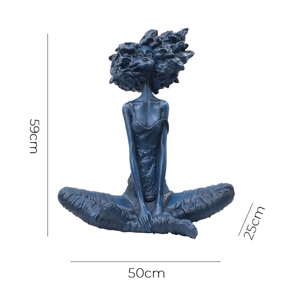 SOGA 59cm Blue Resin Sculpture – Abstract Yoga Girl Home Décor