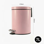 SOGA 2X Foot Pedal Stainless Steel Rubbish Recycling Garbage Waste Trash Bin Round 7L Pink