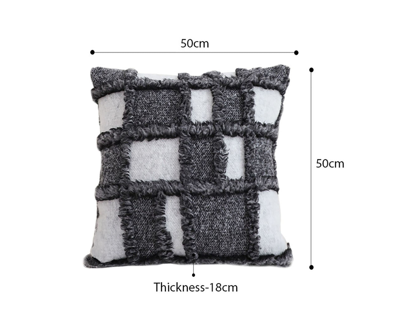 SOGA 50cm Bohemian Gray Fringe Checkerboard Textured Throw Pillow