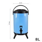 SOGA 8L Stainless Steel Insulated Milk Tea Barrel Hot and Cold Beverage Dispenser Container with Faucet Blue