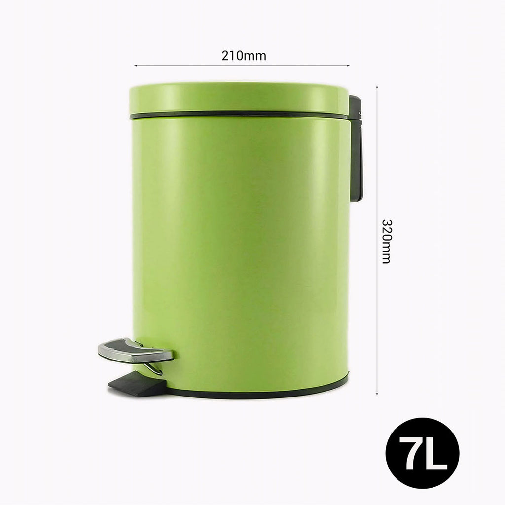 SOGA 4X Foot Pedal Stainless Steel Rubbish Recycling Garbage Waste Trash Bin Round 7L Green