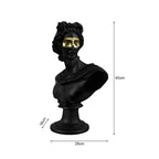 SOGA 40cm Black Classical Bust Resin Sculpture with Gold Eye Mask
